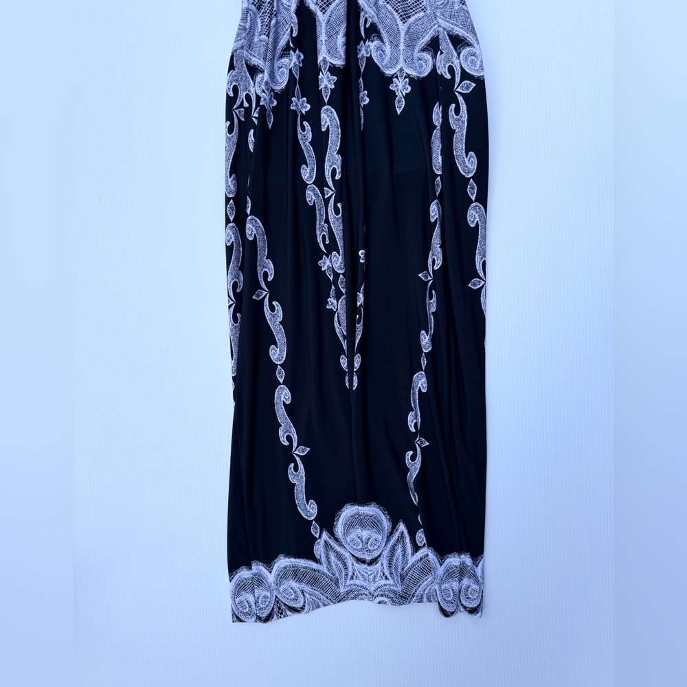 Style & Co. Black & White Beaded Paisley Print Maxi Dress Size PL - Picture 9 of 10